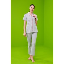 Pjs 23151 Kadın Çizgili Düğmeli Pijama Takım