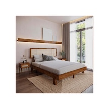 Renazzo Li Lyum Hazeran Başlıklı Masif Ahşap Karyola Ve 2 Ceviz 150x200 Ceviz - 150 X 200