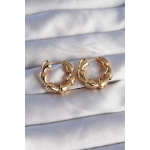Pirinç Gold Renk Damla Kıvrım Tasarımlı Halka Küpe Tj-bkp908 Tdrtr Sarı