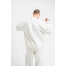 Unisex Uzun Kol Bisiklet Yaka Yıkamalı Sweatshirt - Beyaz renkli Çok Renkli