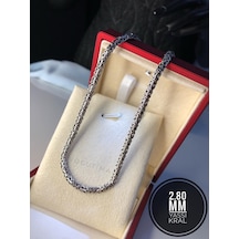 2.8mm Yassı Ezme Kral Model 925 Ayar Gümüş Işıklı Kutuda Sevgiliye Eşe Babaya Erkek Kolye Gümüş
