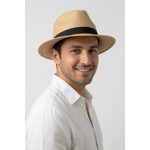 Mollycrush Erkek Camel Hasır Fedora Şapka Klasik Takım Elbise Ve Günlük Stil Fötr Şapka Camel