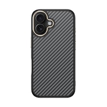 Nourthkiingdom Apple Uyumlu iPhone 16 Plus Kılıf M-safe Şarj Özellikli Karbon Fiber Görünümlü Nrtk Antina Kapak - Gri Gri