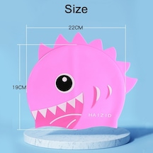 Haızıd Sevimli Karikatür Su Geçirmez Silikon Çocuk Yüzme Kap Köpekbalığı Dişi Pembe