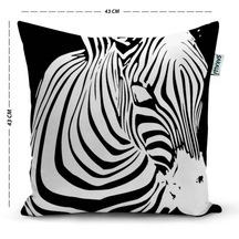 Sakallı Kırlent Siyah Beyaz Zebra 3D Baskılı Kırlent Kılıfı