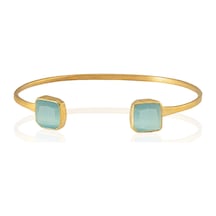Kadir Jewellery 22 Ayar Altın Kaplama El İşçiliği Zirkon Taşlı Kadın Charm Bileklik Açık Mavi