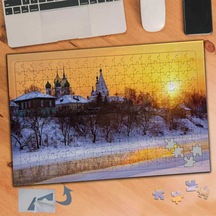 Kış Mevsimi Ev Manzarası 240 Parça Puzzle Yapboz Tablo-257