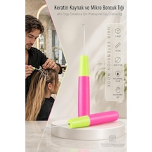 Profesyonel Mandal Tığ Seti, Paslanmaz Çelik Kanca, Neon Pembe Ve Yeşil, 16 Cm, Ergonomik Plastik Sap, 2 Adet, Afro Genel
