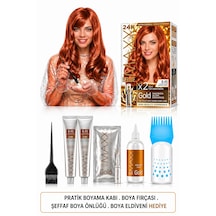 Maxx Deluxe Golden Beauty Set Saç Boyası 8.45 Tarçın Bakır 2li + Fırça+pratik Boya Kabı