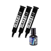 Siyah Yuvarlak Uçlu Markör Permanent Kalem 3 Adet Hı-text Marker Mürekkep Siyah 30 Ml 1 Adet Brons Koli Kalemi