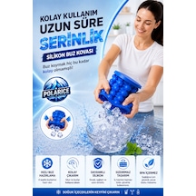 Çift Hazneli Buz Kovası İçecek Soğutucu Ice Cube Maker Genie Kapaklı Buzluk Haznesi Mavi