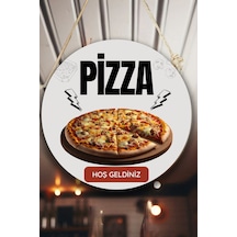 Pizza Salonu İçin Çift Taraflı Hoş Geldiniz Tabelası, Pizza Dükkan Kapı Duvar Tablo Pano Süs Dekor