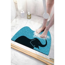 Filli Panda Banyo Paspası Kaymaz Taban Yumuşak Esnek Paspas Islak Zemin Hijyenik Paspas 40x60 Cm Mavi