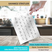 Beyaz Yuvarlak Kesim Baharat, Bakliyat Etiket Modeli V2 - 3cm - 70 Adet Folyo Sticker Siyah