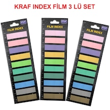 Kraf Index Fılm Pp 12x44mm Düz Şekilli 10 Renk 20yp 3 Lü Set