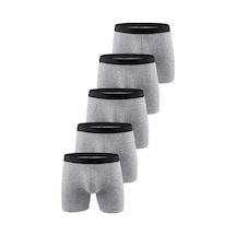 Nacar Store Erkek Boxer Pamuklu Likralı 5'li Paket Gri