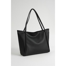 Lovelystore Fermuarlı Büyük Boy Yumuşak Derili Kadın Çanta 28x42 Siyah