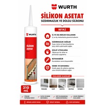 Würth Silikon Asetat Beyaz Sızdırmazlık Ve Dolgu Silikonu 310 Ml