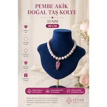 Leyan Doğaltaş Pembe Akik Doğal Taş Kolye 40 Cm Ok Ucu Doğal Taş Kolye Çelik Aparatlı El Yapı Boncuk Sevgiliye Hediye Pembe Pembe