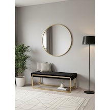 Todekhome Elara Gold Metal Ayaklı Siyah Puf / Bench Gold - Siyah