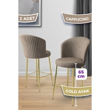 Canisa Alte Serisi 2 Adet Babyface Kumaş 65 Cm Gold Kaplama Ayaklı Cappucino Bar Sandalyesi Cappucino Sandalye Gold Kaplama Ayak
