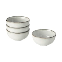 4 Lü Kase Seti Gri Renk 14 Cm Meridyendukkan Stoneware, Renkli Sır