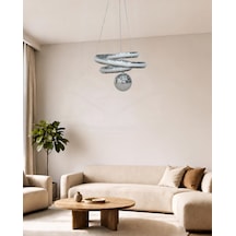 Kaos Küçük Modern Ledli Avize Çizgili 3 Renk Power Ledli Krom Kaplama Kumandalı Çoçuk Odası Yatak Odası Mutfak