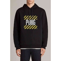 Pubg Baskılı Siyah Erkek Örme Kapşonlu Sweatshirt (531050383)
