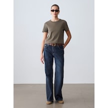 Dilvin 32779 Bisiklet Yaka T-shirt-haki
