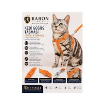 Kedi Göğüs Tasması Ve Gezdirme Kayışı Seti Turuncu Düz Turuncu Tokalı Ayarlanabilir