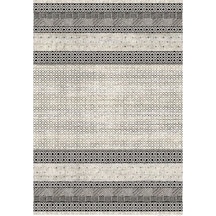 Çam Halı Gloria Td788 Gri Modern Desen Dokuma Saçaklı Kilim