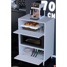 Modo 2 Kapaklı Mutfak Dolabı 70 Cm Mikrodalga Fırın Standı Çok Amaçlı Düzenleyici Kiler Beyaz Dolap