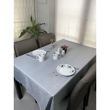 Vi Ihlamur Keten Görünümlü, Su Geçirimsiz, Kayma Yapmayan Premium Masa Örtüsü 145 Cm X 240 Cm, Bej Acı Kahverengi