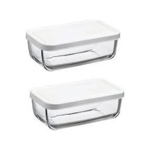 Paşabahçe 53853 Beyaz Snow Box Kapaklı Cam Saklama Kabı 2 Adet