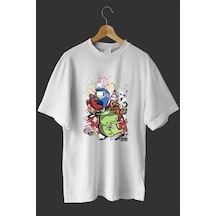 Noıssey -wed Dino Grafiti Baskılı Oversize T Shirt Beyaz