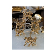 Gold Metal Fiyonklu Şık Tasarımlı 6 Kişilik Çok Amaçlı Sunumluk Lokumluk Gold