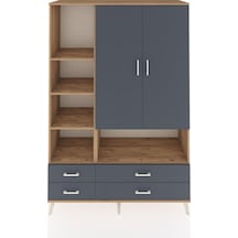Hyperion Dolap 8 Raflı 4 Çekmeceli 2 Kapaklı 132x44x195 Çam-antrasit/antrasit Antrasıt/antrasıt