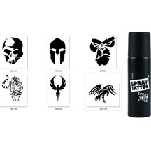 Airbrush Tattoo Kartal Kaplan Spray Tattoo Geçici Siyah Sprey Dövme Seti Siyah