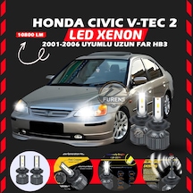 Honda Civic V-tec 2 2001-2006 Uzun Far Uyumlu Şimşek Etkili Led Xenon Premium Series Hb3
