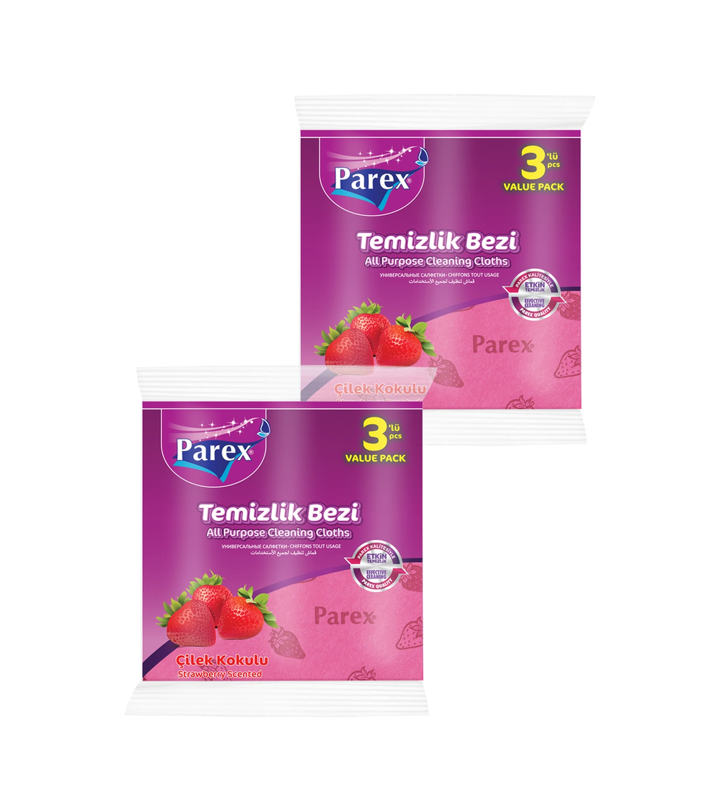 Çilek Kokulu 3'lü Temizlik Bezi İkili Paket Diğer