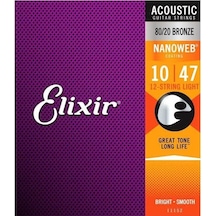 Elixir 11152 Nanoweb 80/20 Bronze 12 Telli Akustik Gitar Teli 12