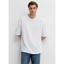 Mavi M0613553-620 Mavi Baskılı T-shirt Erkek Tişort Beyaz