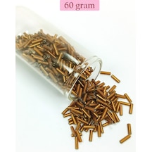 Uzun Boru Kesme Boncuk Çap 2mm Uzunluk 10 Mm - 60 Gram - Koyu Altın - Bnc265