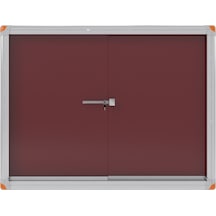 90x180 Cm Kilitli Ve Sürgülü Alüminyum Çerçeve Camlı Ilan Duyuru Panosu Bordo
