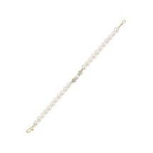 6,5 Mm Zirkon Taşlı Doğal İnci Bileklik 18 Cm / Sarı Sarı Sarı Altın