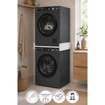 Banyo Dolabı Çamaşır Makinesi Kurutma Makinesi Üst Üste Konumlandırma Rafı Duo Entegre Raf Beyaz