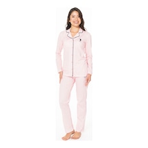U.S. Polo Assn. Kadın Pamuklu Lisanslı Pijama Takımı 20138 Pembe