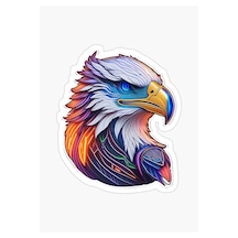 Renkli Kartal Sticker Araba, Motorsiklet, Araçetiket Cam Sticker 19cm