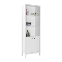 Rustik 5 Raflı Kapaklı Kitaplık-mat Beyaz 66 x 196 x 32 CM Gxyxd