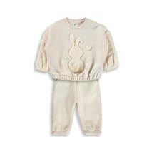 Civil Baby Tavşan Velsoft Aplike Garnili 6-18 Ay Takım - Bej Taş Rengi